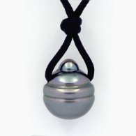Collier en Coton Wax et 1 Perle de Tahiti Cercle C 13 mm
