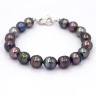 Bracelet de 17 Perles de Tahiti Cercles B de 9  10 mm et Argent .925