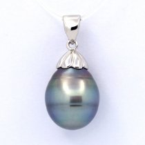 Pendentif en Argent et 1 Perle de Tahiti Cercle C 12.3 mm