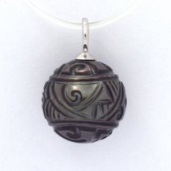 Pendentif en Argent et 1 Perle de Tahiti Grave 11.2 mm