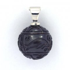 Pendentif en Argent et 1 Perle de Tahiti Grave 13.2 mm