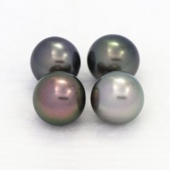 Lot de 4 Perles de Tahiti Rondes C de 8.5  8.8 mm