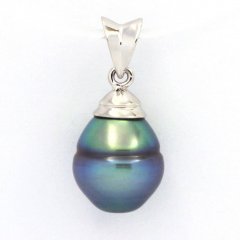 Pendentif en Argent et 1 Perle de Tahiti Cercle B+ 9.4 mm