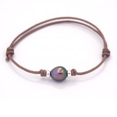 Bracelet en Coton Wax et 1 Perle de Tahiti Semi-Baroque B 8 mm