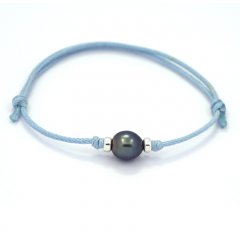 Bracelet en Coton Wax et 1 Perle de Tahiti Semi-Baroque B 8.2 mm