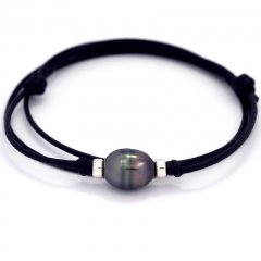Collier en Coton Wax et 1 Perle de Tahiti Cercle B 10.6 mm