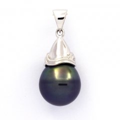 Pendentif en Argent et 1 Perle de Tahiti Cercle C 11.5 mm