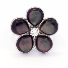 Bague en Nacre de Tahiti et Argent .925 Rhodi