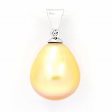 Pendentif en Or Blanc 18K et 1 Perle d'Australie Semi-Baroque A 11.2 mm