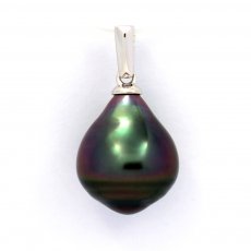 Pendentif en Argent et 1 Perle de Tahiti Cercle B 10.7 mm