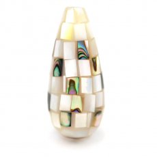 Forme goutte en mosaque de Nacre blanche et Abalone - 35 x 16 mm