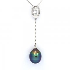 Collier en Argent et 1 Perle de Tahiti Cercle A 9.4 mm