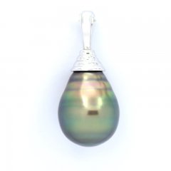 Pendentif en Argent et 1 Perle de Tahiti Cercle C 11.1 mm
