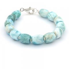 Bracelet de 13 Larimar de 9  9.3 mm - 17.5 cm - 20.1 gr