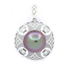 Pendentif en Argent et 1 Perle de Tahiti Ronde C+ 11.9 mm