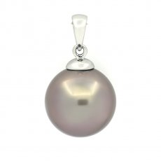 Pendentif en Or blanc 18K et 1 Perle de Tahiti Ronde B 13.6 mm