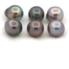 Lot de 6 Perles de Tahiti Semi-Baroques C de 9.7  9.9 mm