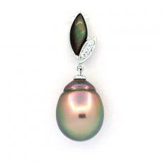 Pendentif en Argent et 1 Perle de Tahiti Semi-Baroque B 11.7 mm