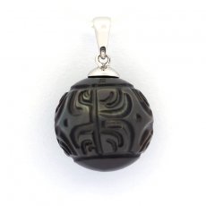 Pendentif en Argent et 1 Perle de Tahiti Grave 14 mm