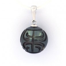 Pendentif en Argent et 1 Perle de Tahiti Grave 12.3 mm