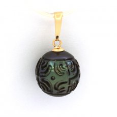Pendentif en Or 18K et 1 Perle de Tahiti Grave 10.6 mm