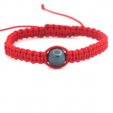 Bracelet en Nylon et 1 Perle de Tahiti Semi-Ronde B 10.7 mm