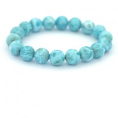 Bracelet de 18 Perles en Larimar de 11  11.2 mm - 16 cm - 35.5 gr