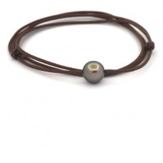 Collier en Coton marron, 2 colliers en coton noir et 1 collier caoutchouc avec fermoir en argent .925