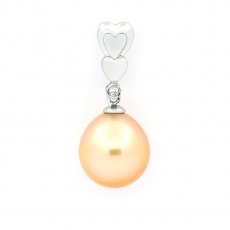 Rhodiated Sterling Silver Pendant and 1 Australian Pearl Semi-Baroque B/C 11 mm