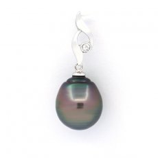 Pendentif en Argent et 1 Perle de Tahiti Cercle C 12.2 mm