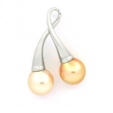 Pendentif en Argent et 2 Perles d'Australie Semi-Baroque B 9.5 mm