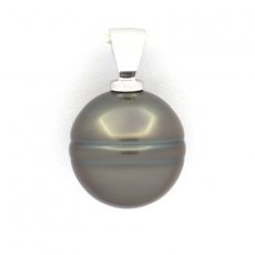 Pendentif en Argent et 1 Perle de Tahiti Cercle C 13.1 mm