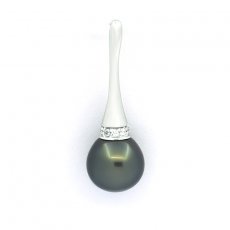Pendentif en Argent et 1 Perle de Tahiti Semi-Baroque B/C 10.3 mm
