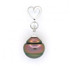 Pendentif en Argent et 1 Perle de Tahiti Cercle B 11 mm