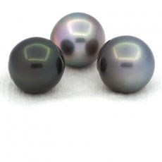 Lot de 3 Perles de Tahiti Semi-Baroques C de 12.4  12.6 mm