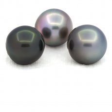 Lot de 3 Perles de Tahiti Semi-Baroques C de 12.4  12.6 mm