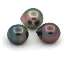 Lot de 3 Perles de Tahiti Semi-Baroques B de 9  9.4 mm