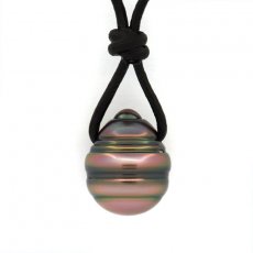 Collier en Cuir et 1 Perle de Tahiti Cercle C 11 mm