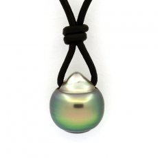 Collier en Cuir et 1 Perle de Tahiti Cercle C 10.7 mm