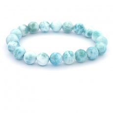 Bracelet de 20 Perles en Larimar de 9.5  9.7 mm - 16 cm - 25.8 gr