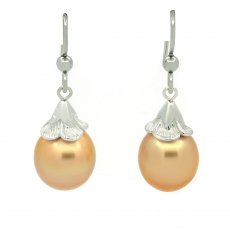Boucles d'oreilles en Argent et 2 Perles d'Australie Semi-Baroques C 11.3 mm