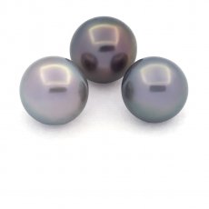 Lot de 3 Perles de Tahiti Semi-Rondes C de 12  12.3 mm