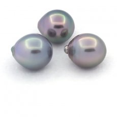 Lot de 3 Perles de Tahiti Semi-Baroques C de 11  11.4 mm