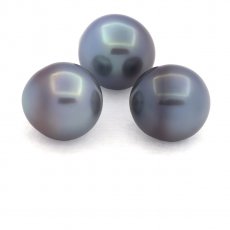 Lot de 3 Perles de Tahiti Semi-Baroques B de 10.8  10.9 mm