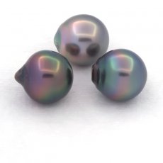 Lot de 3 Perles de Tahiti Semi-Baroques B de 10.6  10.7 mm
