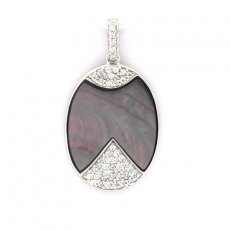 Pendentif en Nacre de Tahiti et Argent .925 Rhodi