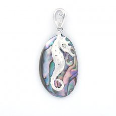 Pendentif Hypocampe en Abalone et Argent .925 Rhodi