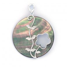 Pendentif en Nacre de Tahiti et Argent .925 Rhodi