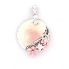 Pendentif en Nacre de Lambi et Argent .925 Rhodi