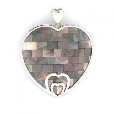 Pendentif en Nacre de Tahiti, Nacre blanche et Argent rhodi .925